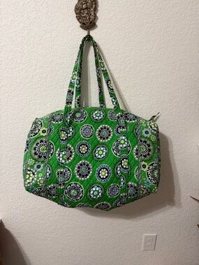 Vera Bradley Retired Cupcake  Green Quilted Floral Medallion Travel Tote (large)